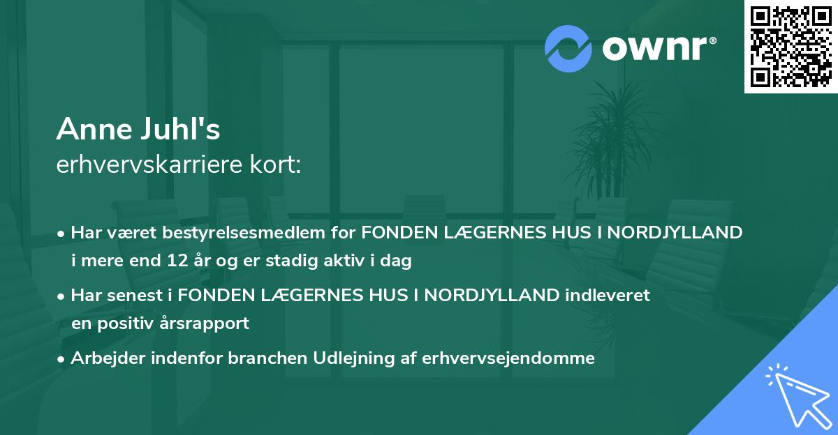 Anne Juhl's erhvervskarriere kort