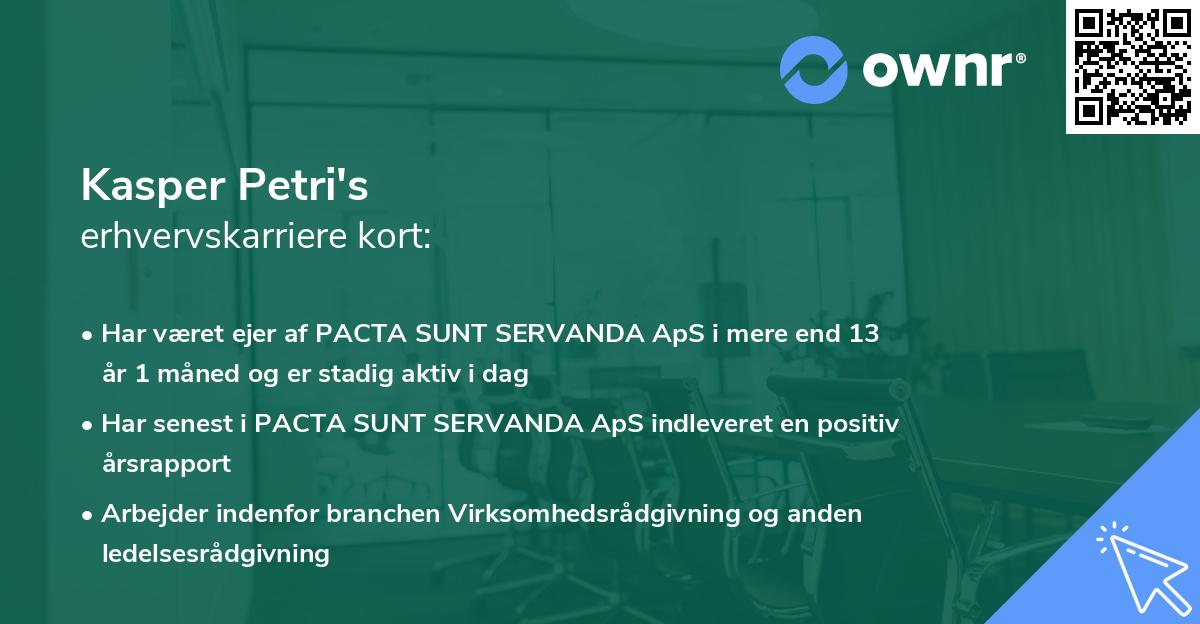 Kasper Petri's erhvervskarriere kort