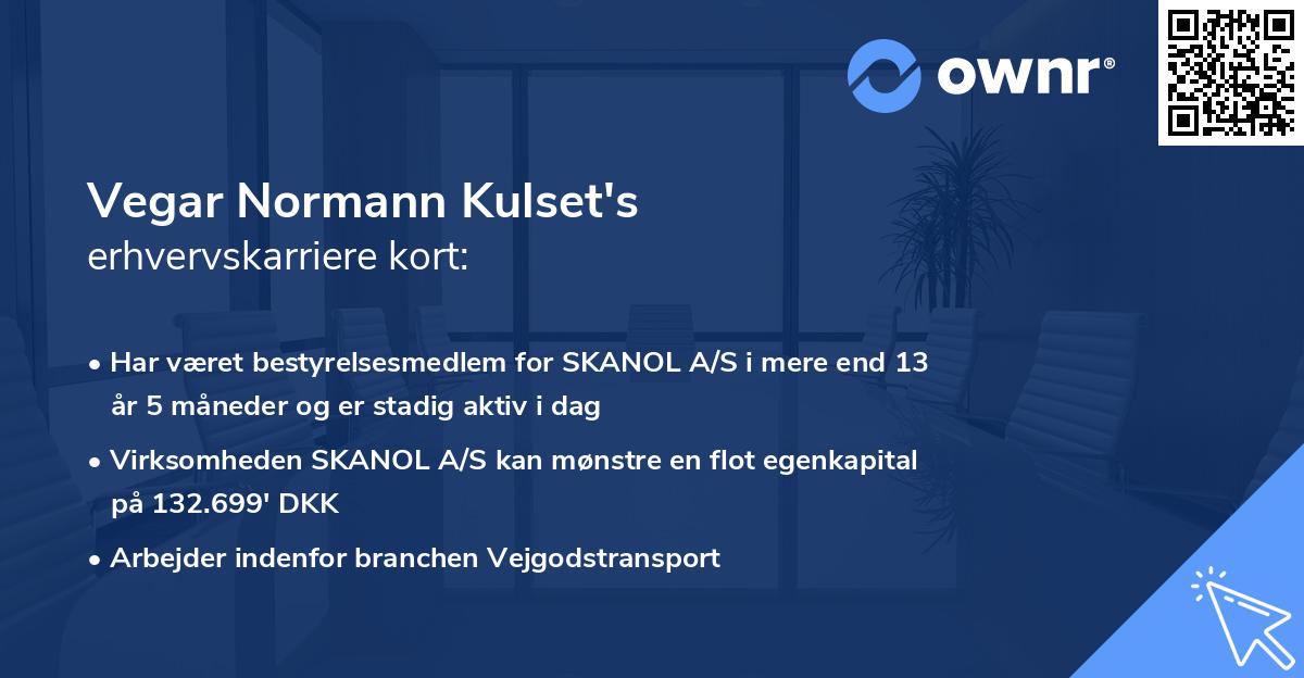 Vegar Normann Kulset's erhvervskarriere kort
