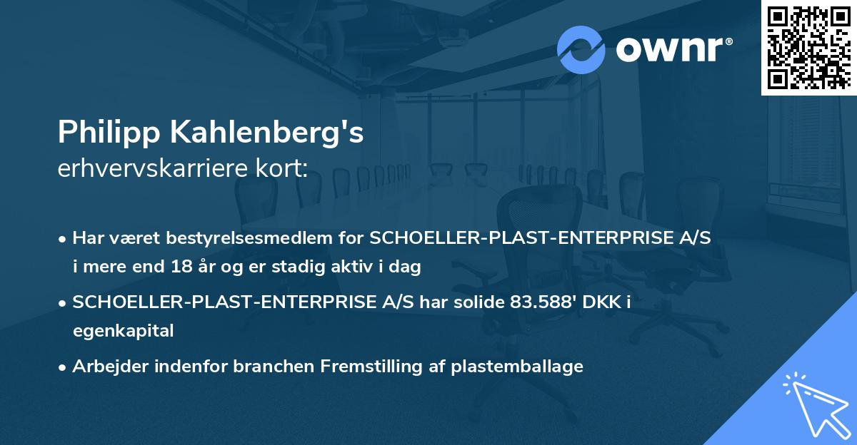 Philipp Kahlenberg's erhvervskarriere kort