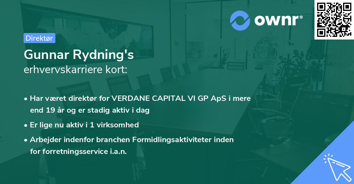Gunnar Rydning's erhvervskarriere kort