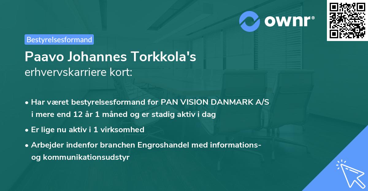 Paavo Johannes Torkkola's erhvervskarriere kort
