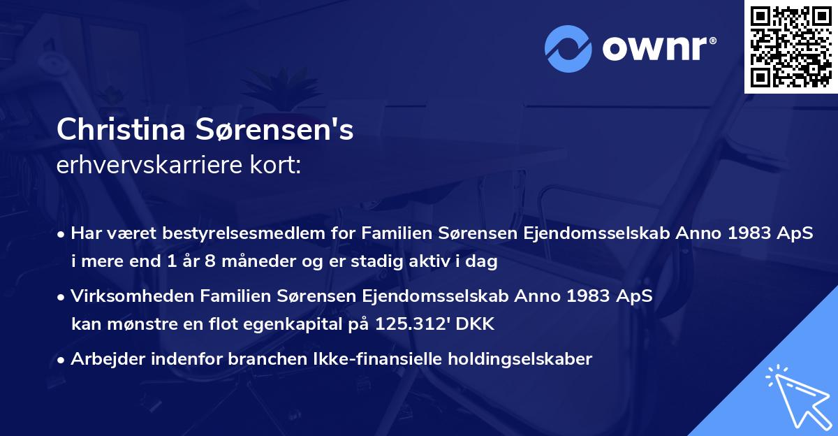 Christina Sørensen's erhvervskarriere kort