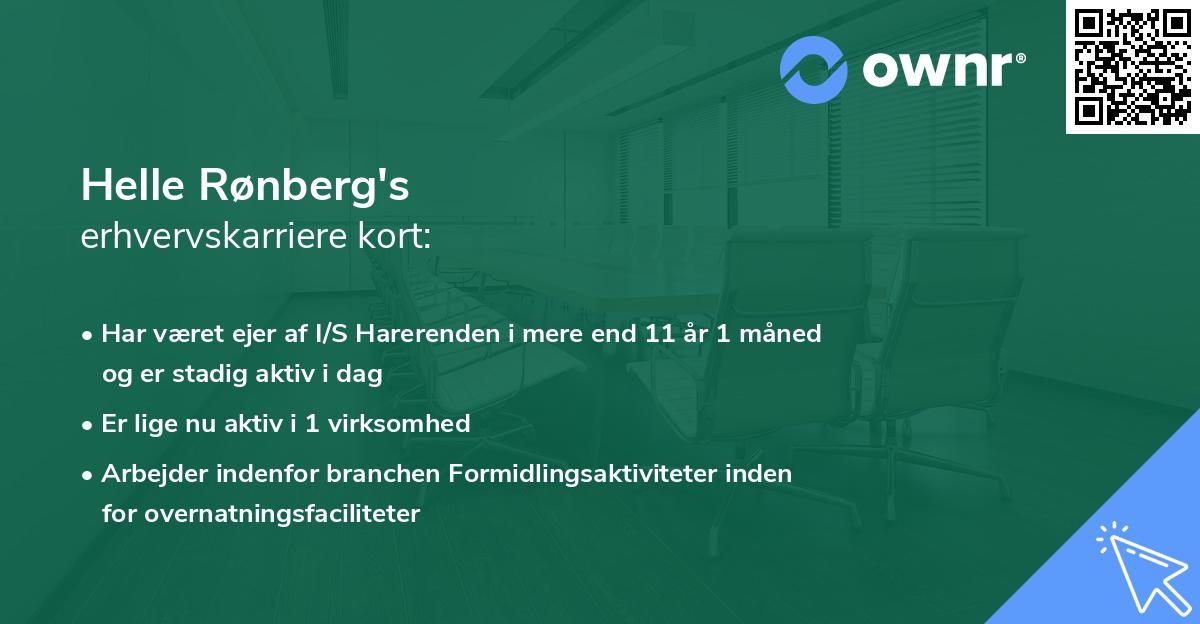 Helle Rønberg's erhvervskarriere kort