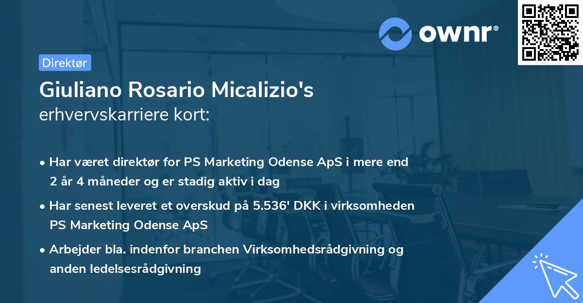 Giuliano Rosario Micalizio's erhvervskarriere kort