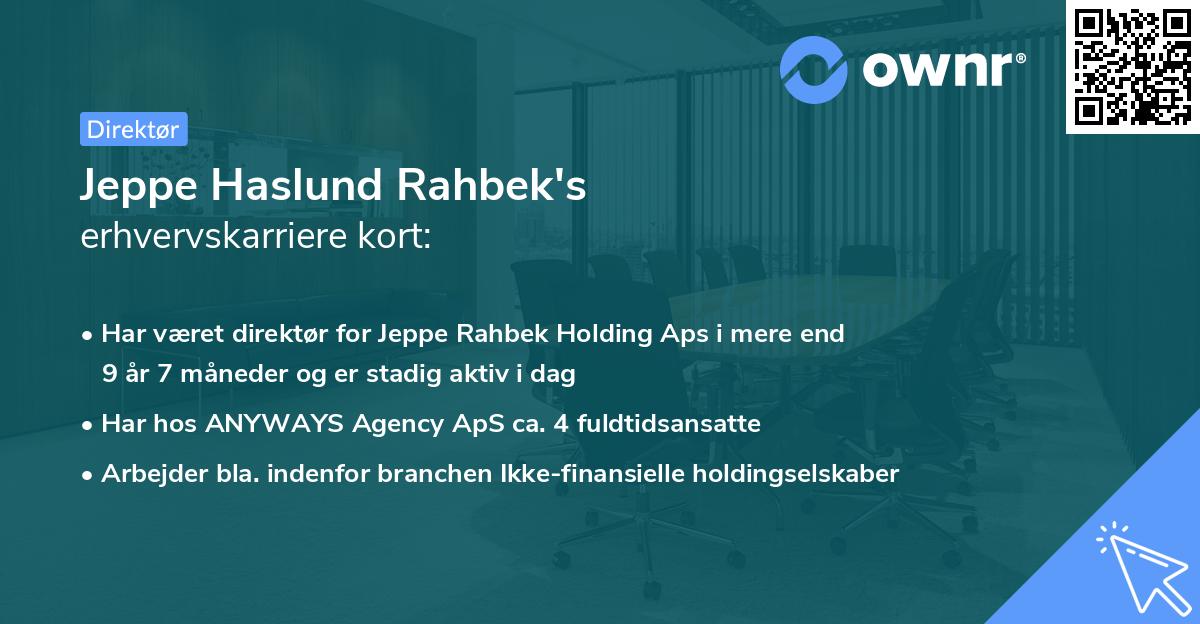 Jeppe Haslund Rahbek's erhvervskarriere kort