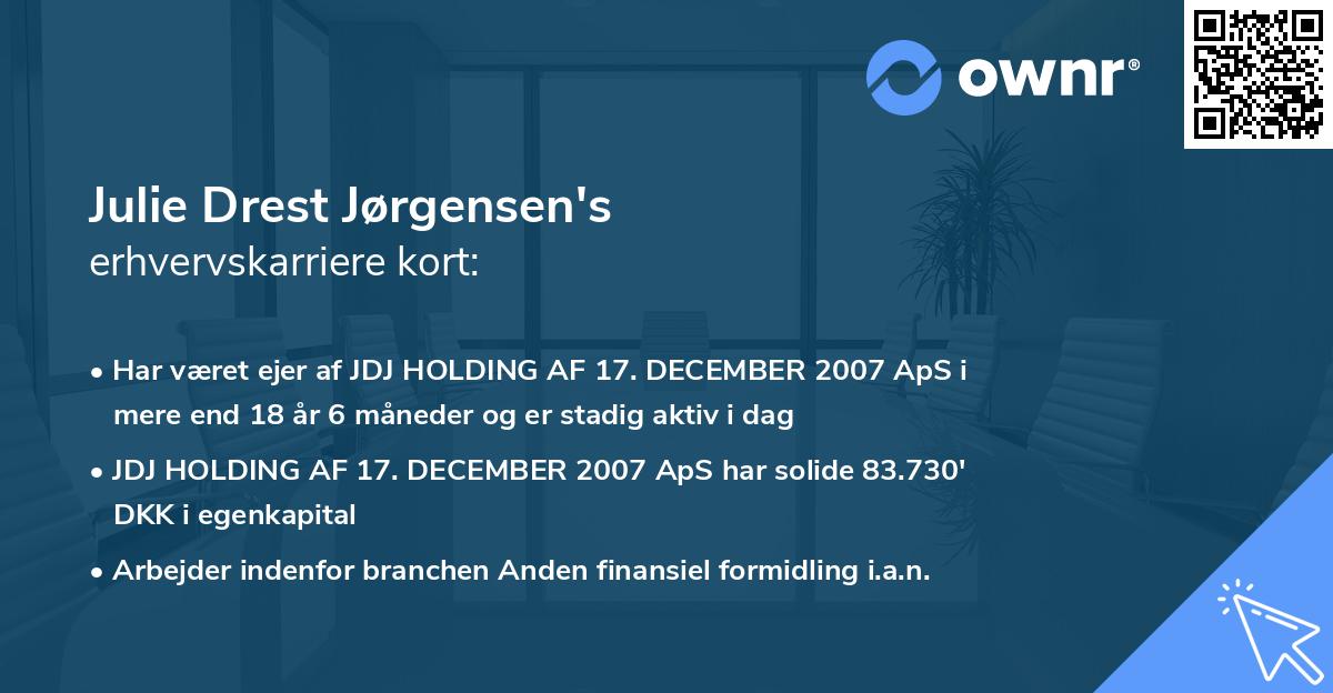 Julie Drest Jørgensen's erhvervskarriere kort
