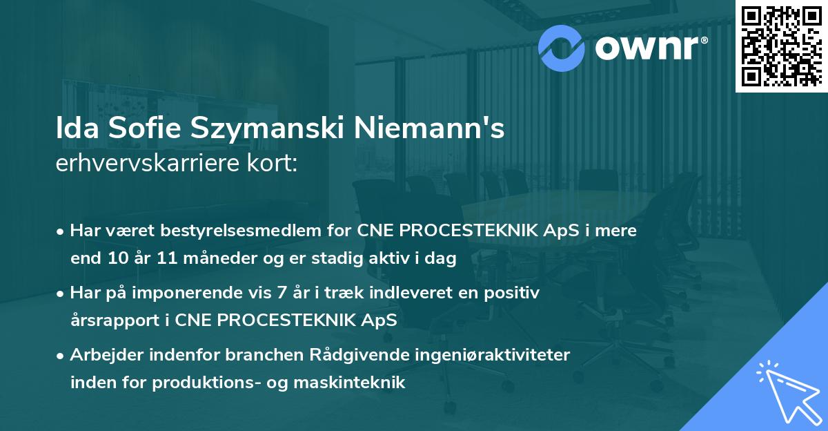 Ida Sofie Szymanski Niemann's erhvervskarriere kort