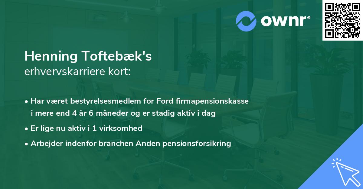 Henning Toftebæk's erhvervskarriere kort