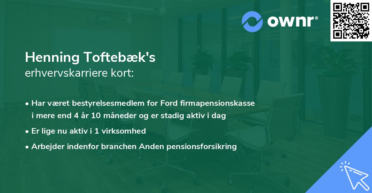 Henning Toftebæk's erhvervskarriere kort