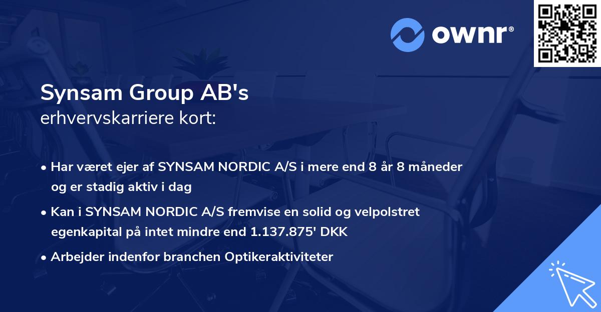 Synsam Group AB's erhvervskarriere kort