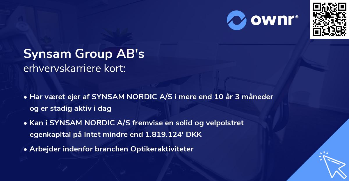 Synsam Group AB's erhvervskarriere kort
