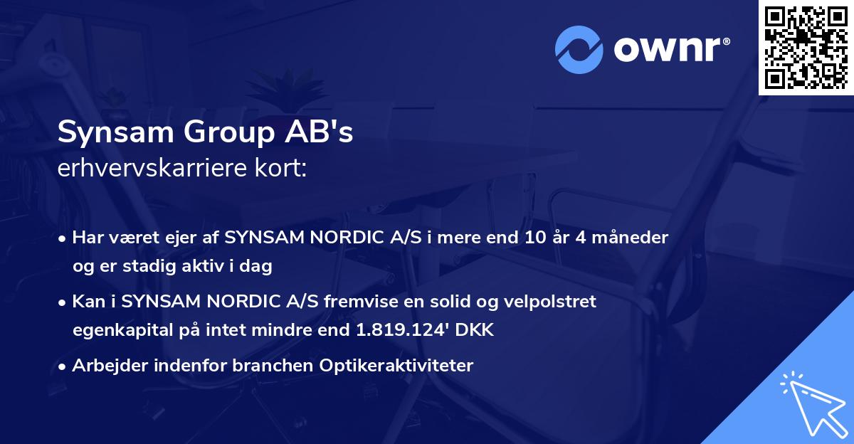 Synsam Group AB's erhvervskarriere kort