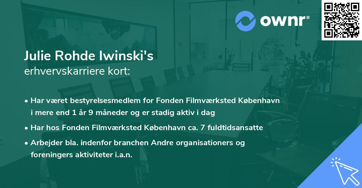 Julie Rohde Iwinski's erhvervskarriere kort