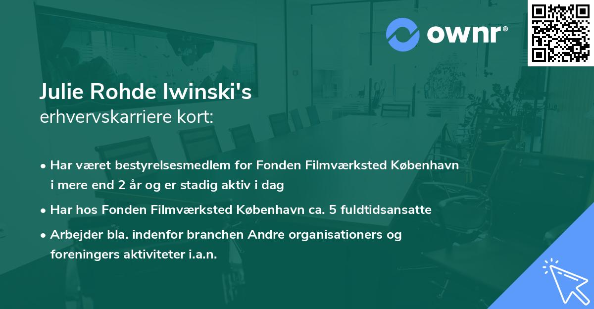 Julie Rohde Iwinski's erhvervskarriere kort
