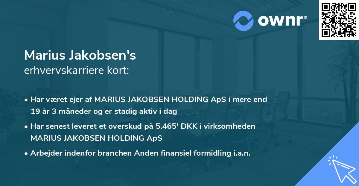 Marius Jakobsen's erhvervskarriere kort