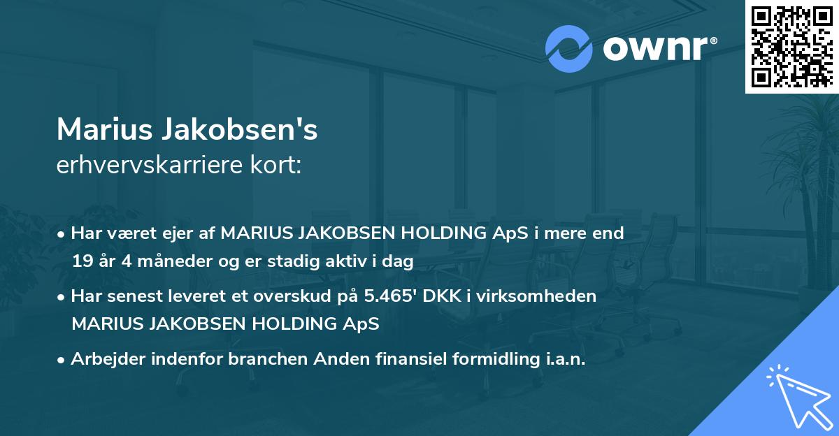 Marius Jakobsen's erhvervskarriere kort