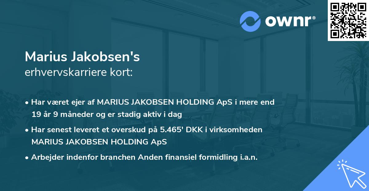 Marius Jakobsen's erhvervskarriere kort