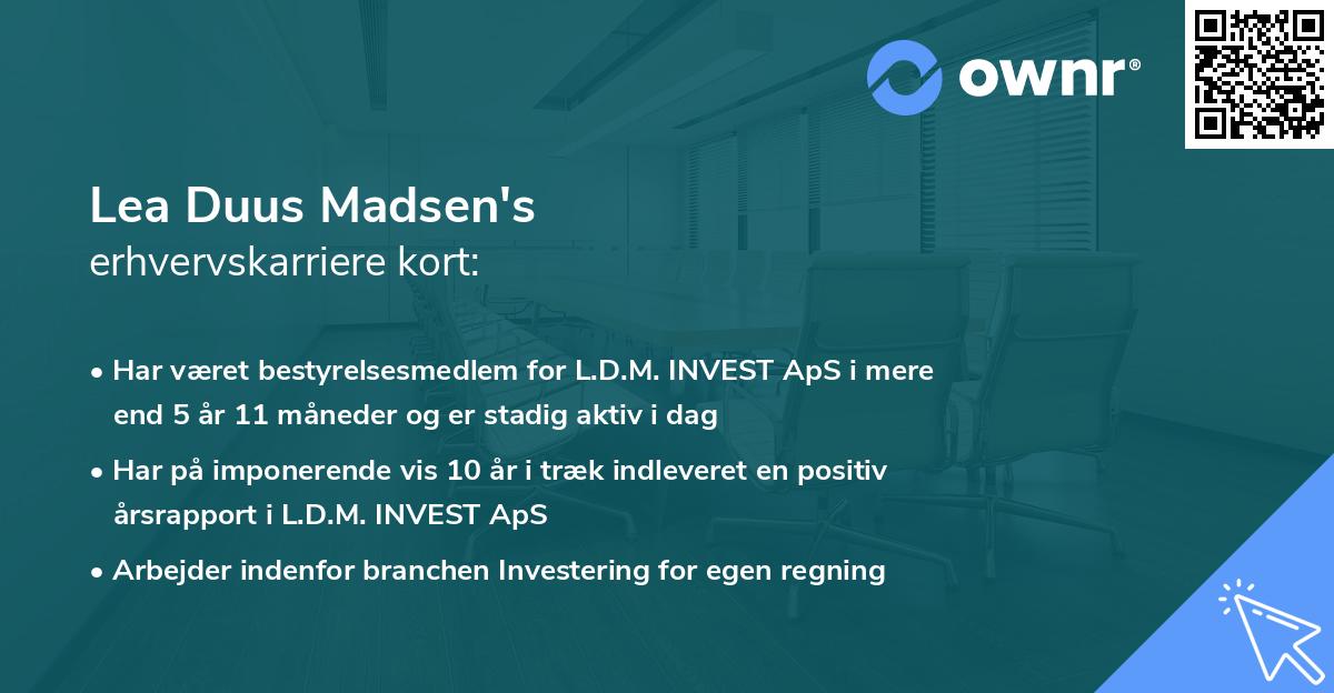 Lea Duus Madsen's erhvervskarriere kort