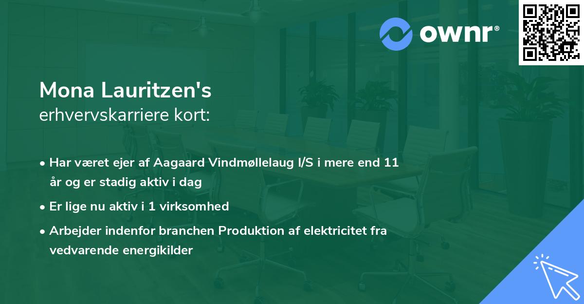 Mona Lauritzen's erhvervskarriere kort
