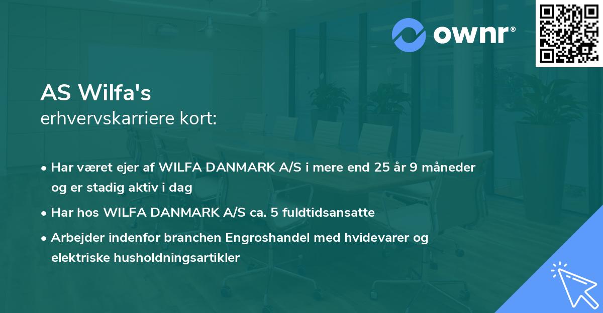 AS Wilfa's erhvervskarriere kort