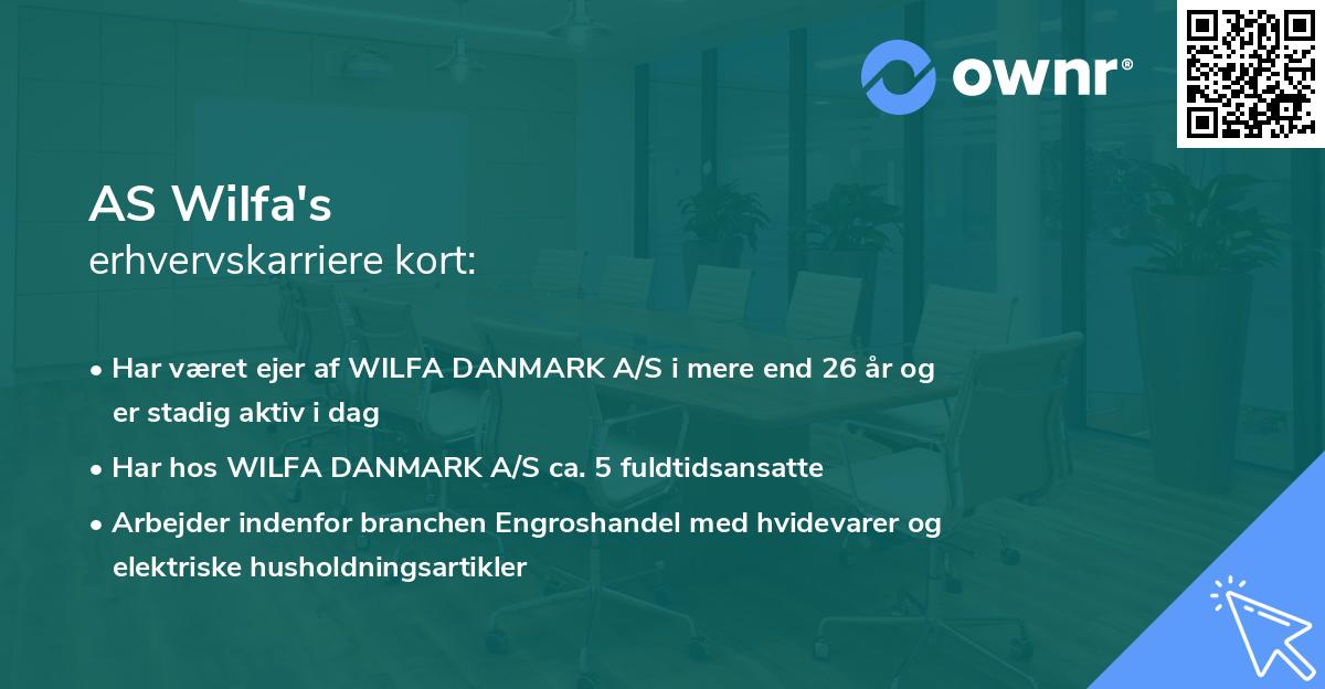 AS Wilfa's erhvervskarriere kort