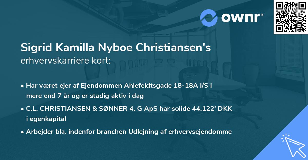 Sigrid Kamilla Nyboe Christiansen's erhvervskarriere kort