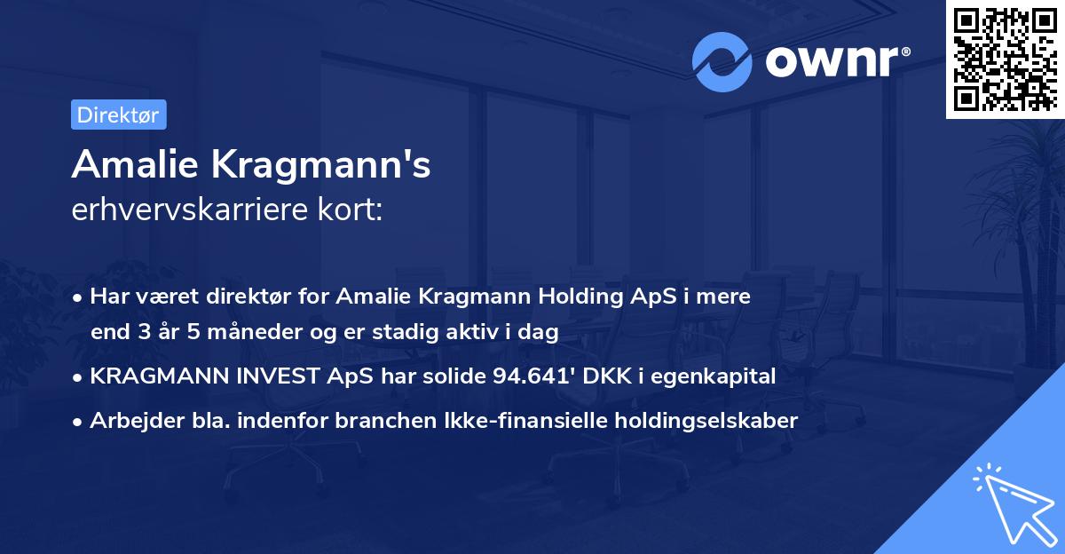 Amalie Kragmann's erhvervskarriere kort