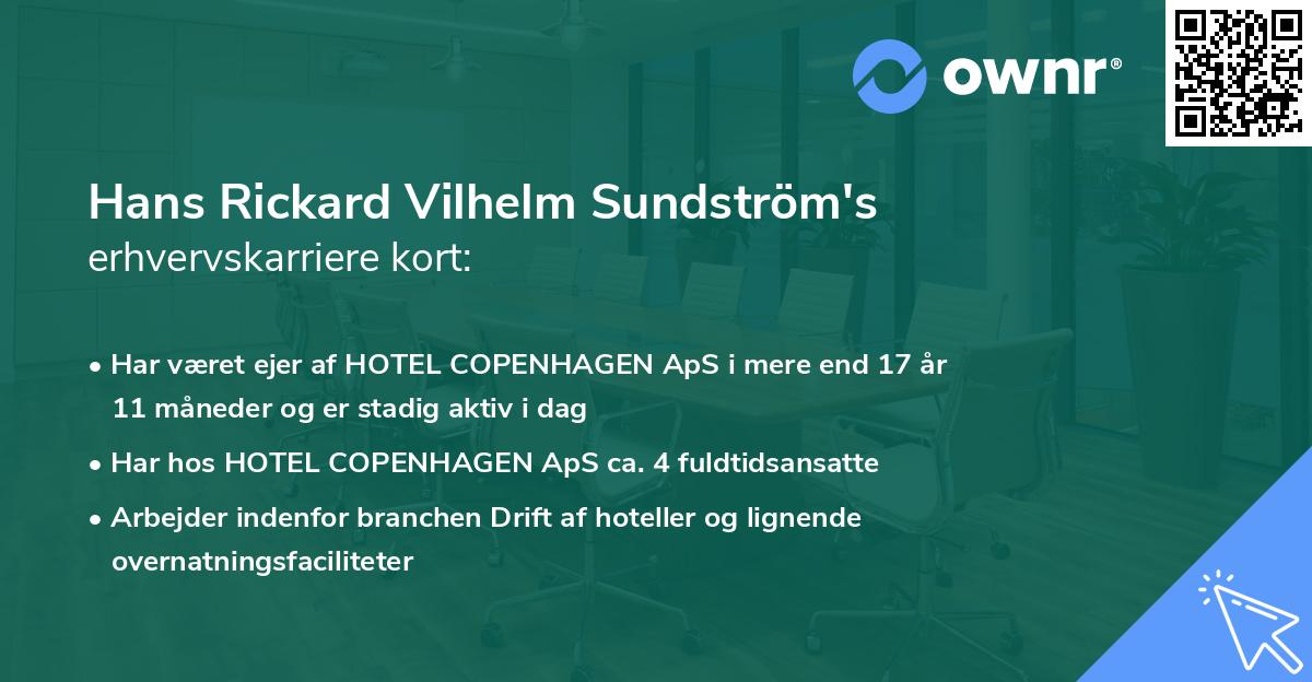 Hans Rickard Vilhelm Sundström's erhvervskarriere kort