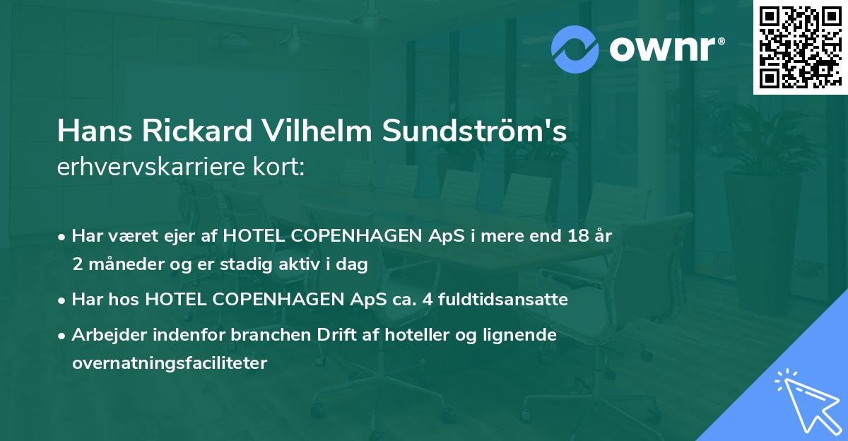 Hans Rickard Vilhelm Sundström's erhvervskarriere kort