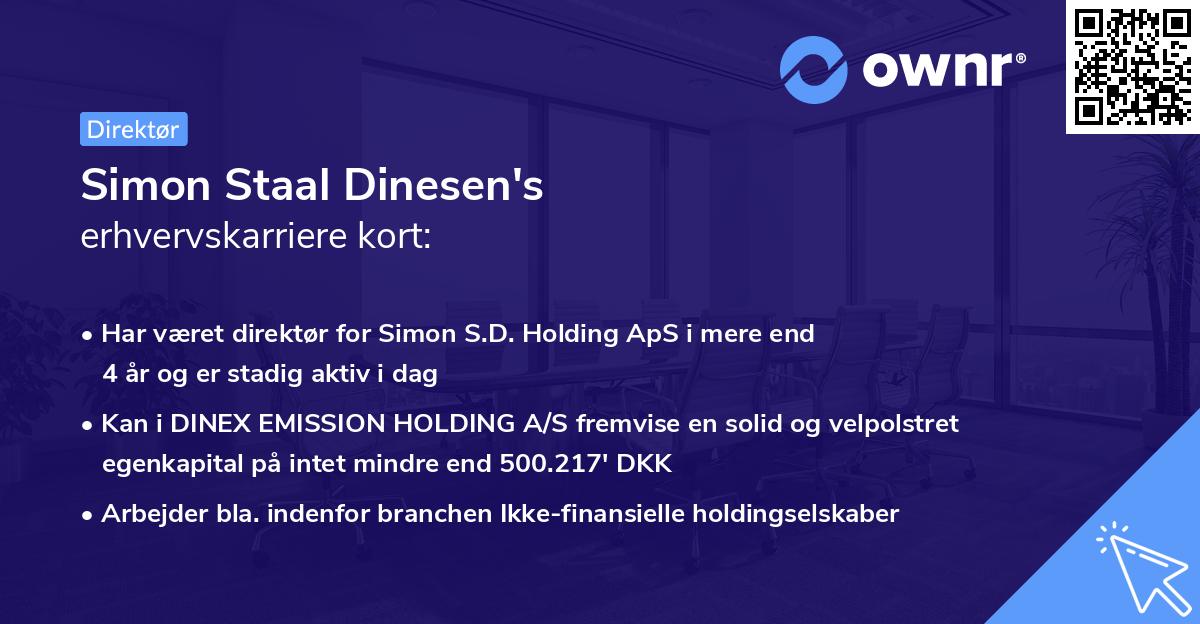 Simon Staal Dinesen's erhvervskarriere kort