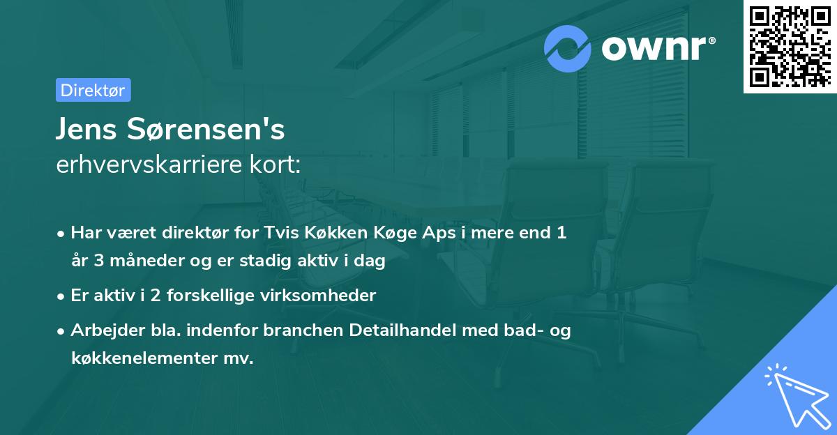 Jens Sørensen's erhvervskarriere kort