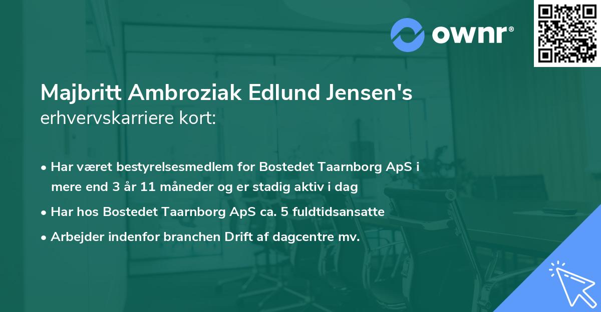 Majbritt Ambroziak Edlund Jensen's erhvervskarriere kort