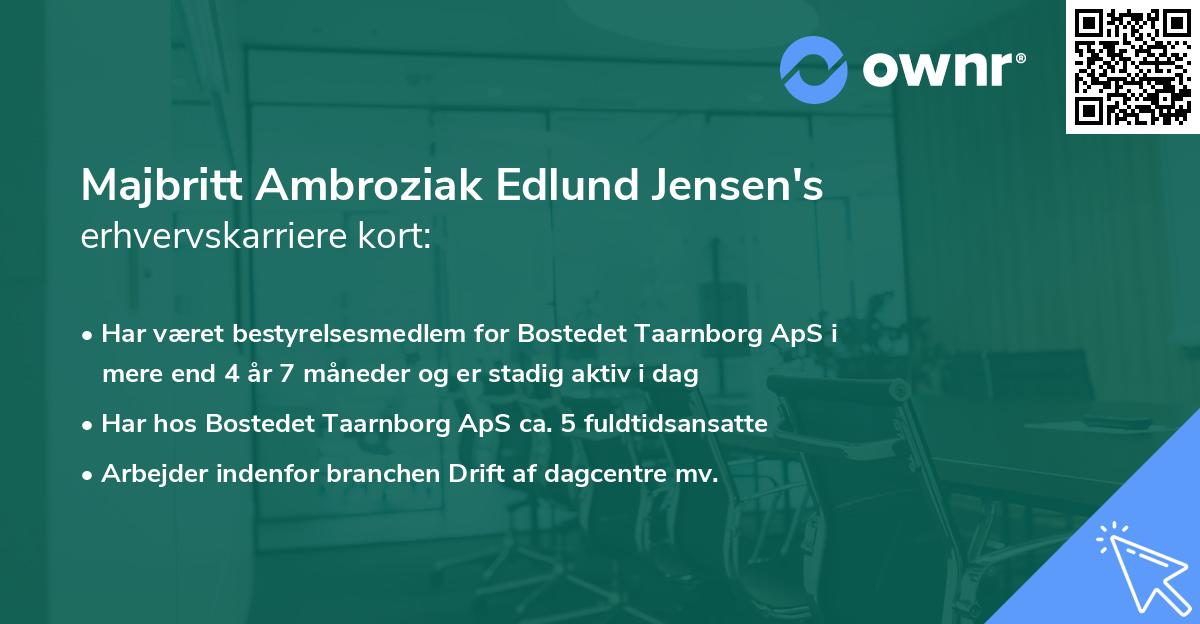 Majbritt Ambroziak Edlund Jensen's erhvervskarriere kort