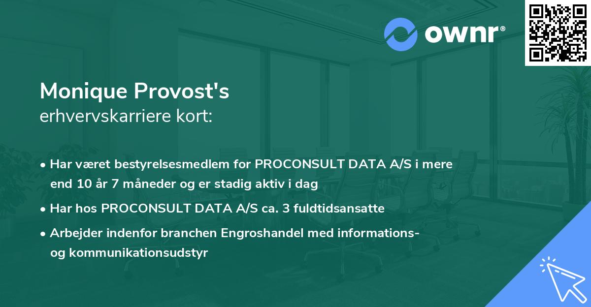 Monique Provost's erhvervskarriere kort