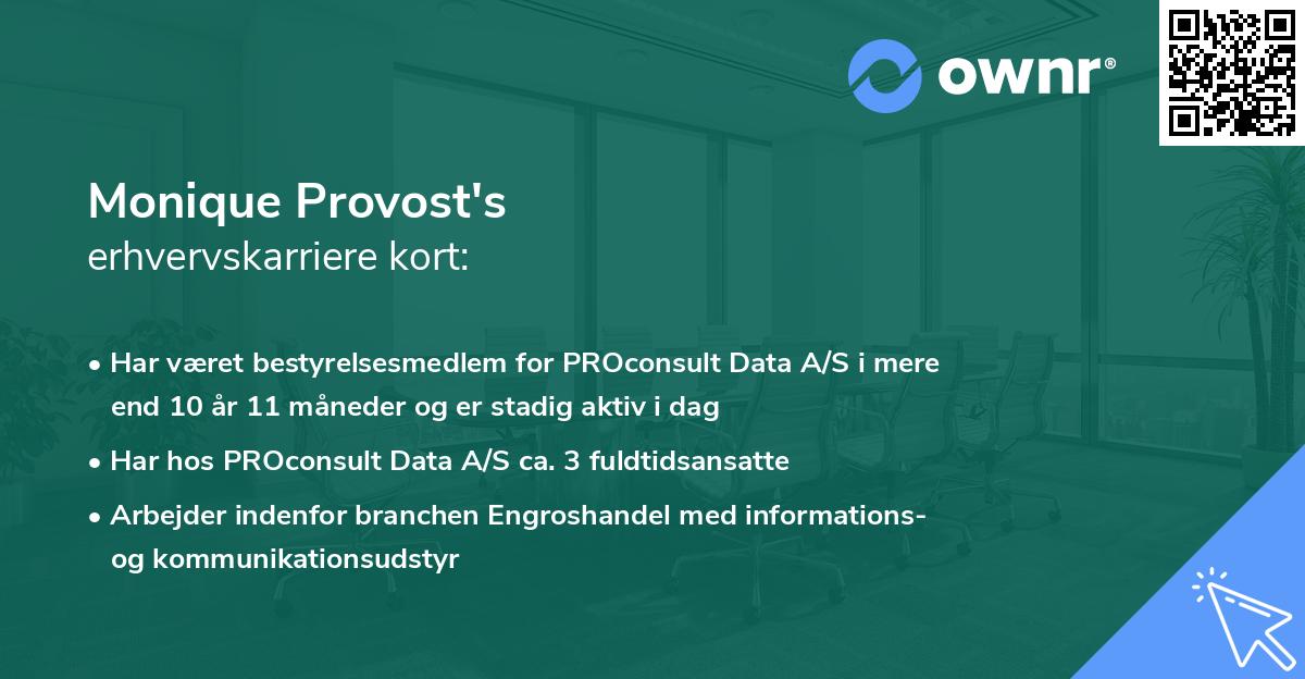 Monique Provost's erhvervskarriere kort