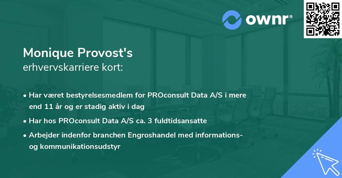Monique Provost's erhvervskarriere kort