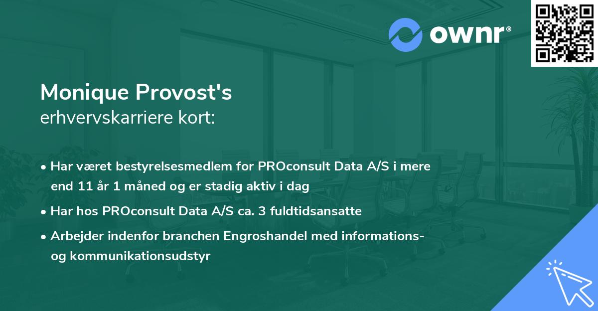 Monique Provost's erhvervskarriere kort