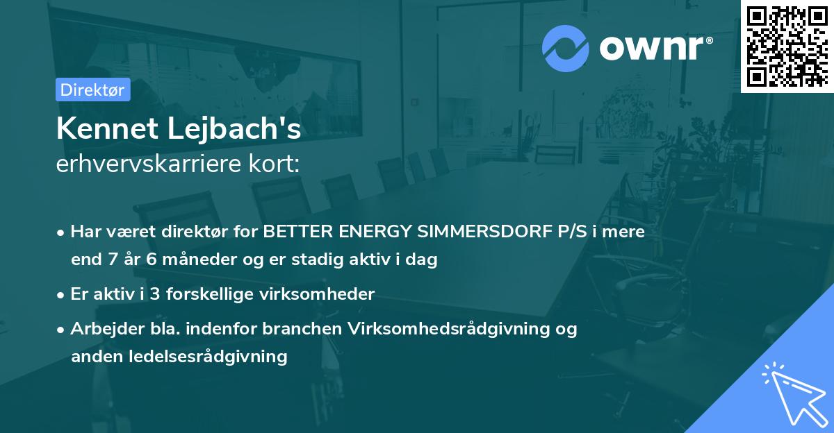 Kennet Lejbach's erhvervskarriere kort
