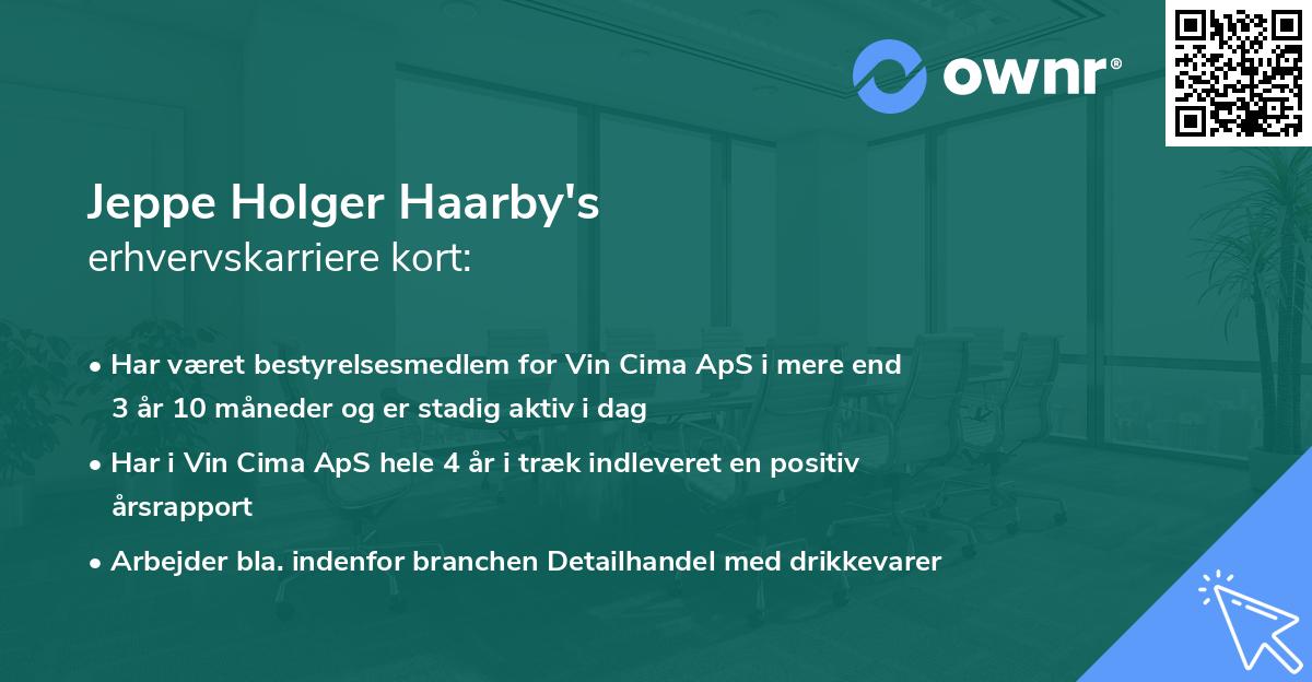 Jeppe Holger Haarby's erhvervskarriere kort