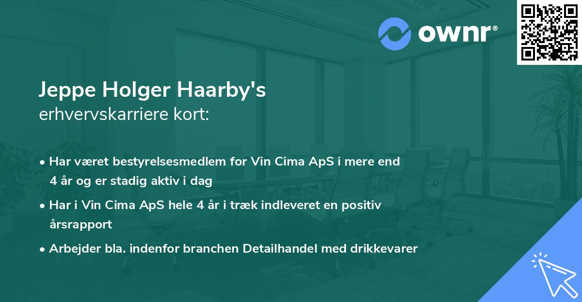 Jeppe Holger Haarby's erhvervskarriere kort