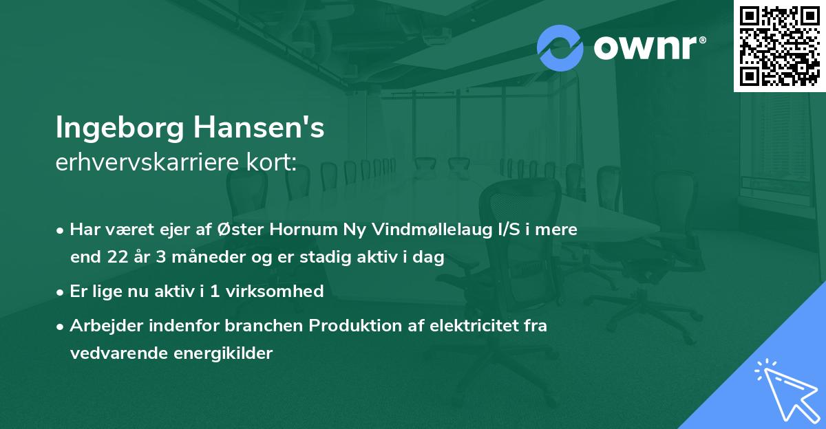 Ingeborg Hansen's erhvervskarriere kort