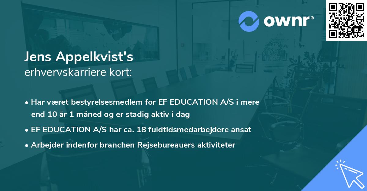 Jens Appelkvist's erhvervskarriere kort
