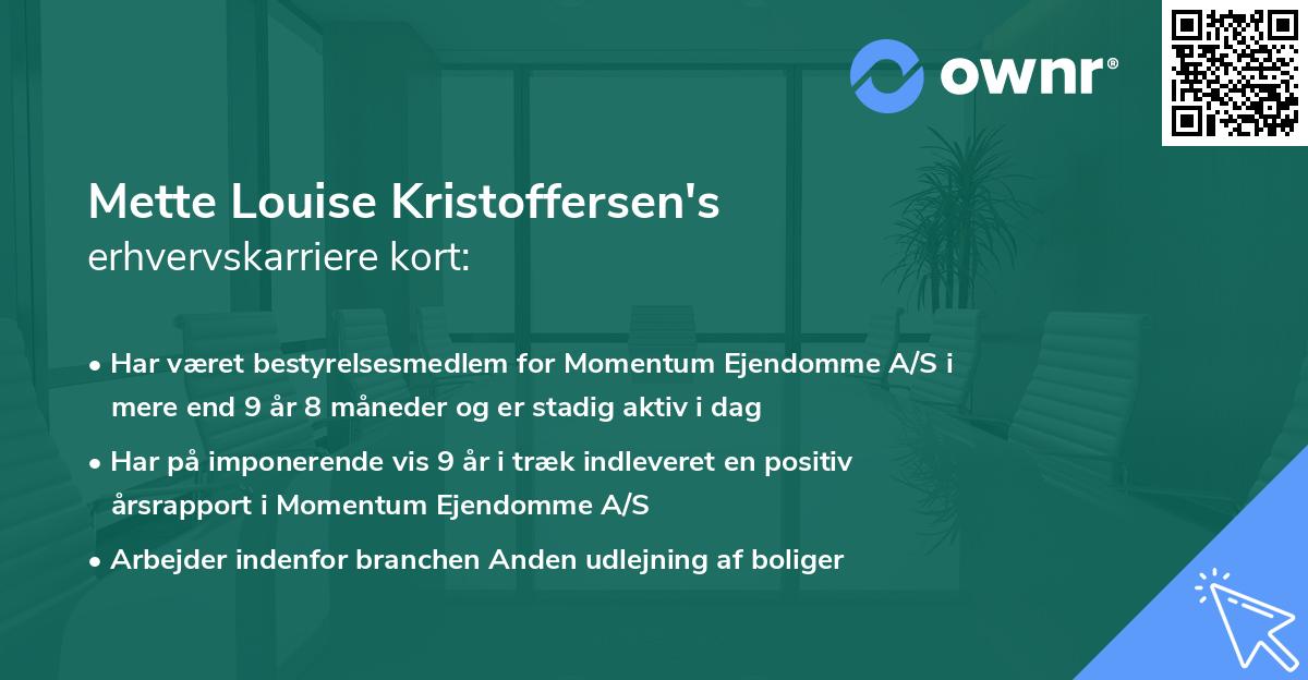 Mette Louise Kristoffersen's erhvervskarriere kort