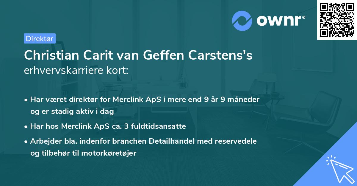 Christian Carit van Geffen Carstens's erhvervskarriere kort
