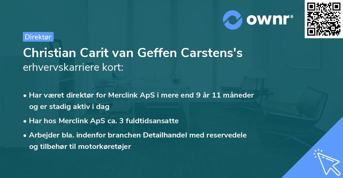 Christian Carit van Geffen Carstens's erhvervskarriere kort