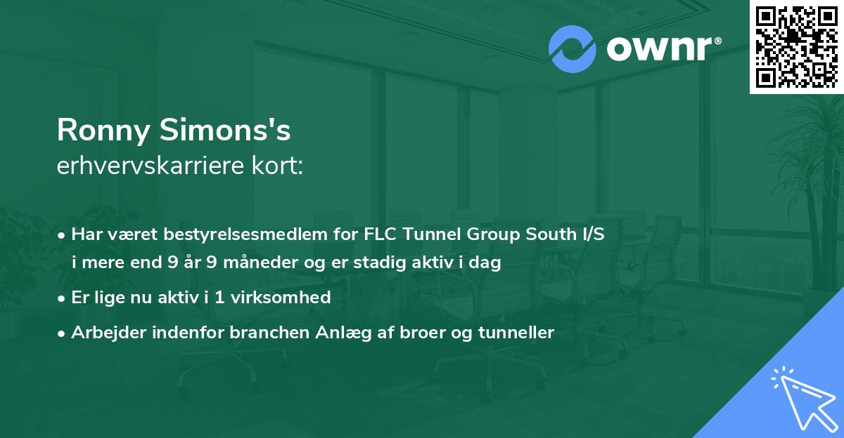 Ronny Simons's erhvervskarriere kort