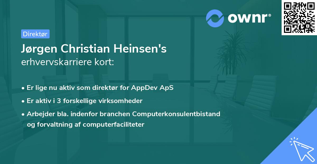 Jørgen Christian Heinsen's erhvervskarriere kort