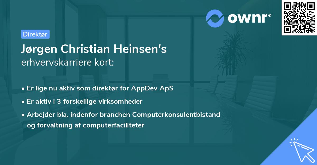 Jørgen Christian Heinsen's erhvervskarriere kort
