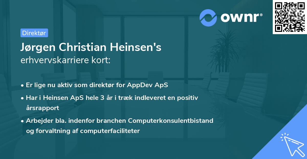 Jørgen Christian Heinsen's erhvervskarriere kort